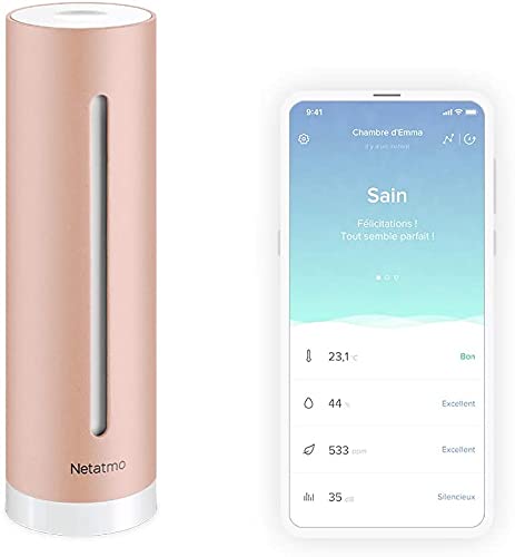 Netatmo Luftqualität Messgerät, Feuchtigkeit, Temperatur, Lärm und CO2 Sensoren, ‎Rose Gold,...