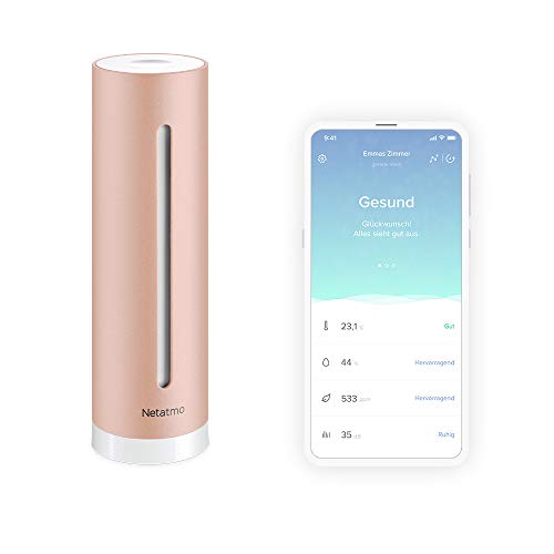 Netatmo Luftqualität Messgerät, Feuchtigkeit, Temperatur, Lärm und CO2 Sensoren, ‎Rose Gold,...