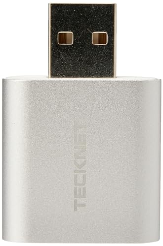TECKNET USB Externe Soundkarte, Aluminum Extern USB Audio Adapter mit Virtual Surround Sound Externe...