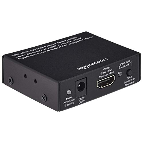 Amazon Basics Audio-Extractor-Konverter, HDMI auf HDMI + Audio (SPDIF + RCA Stereo), Schwarz