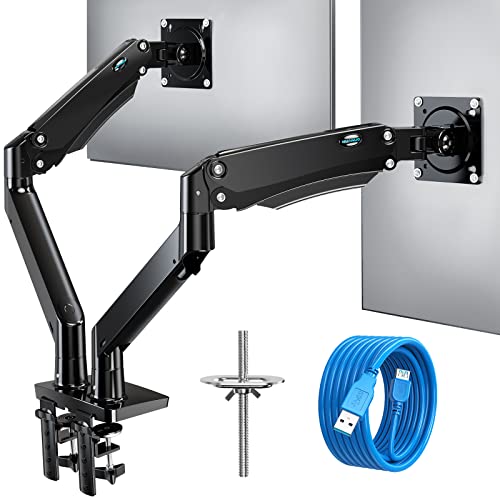HUANUO Monitor Halterung 2 Monitore 12 KG pro Arm, Dual Monitor Arm Gasdruckfeder Arm für 15-35...