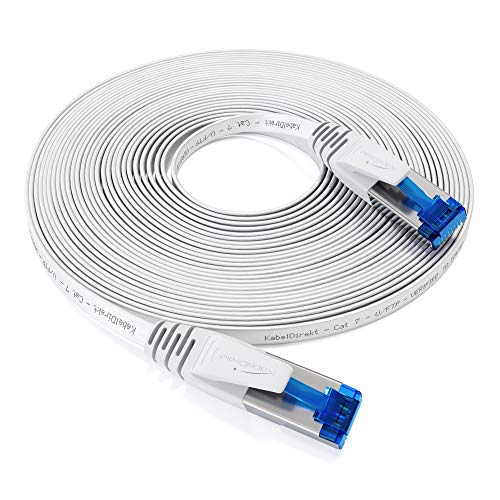 KabelDirekt – LAN Kabel flach, bruchfest konstruiert – 10 m (CAT7 Kabel & Netzwerkkabel, 10...